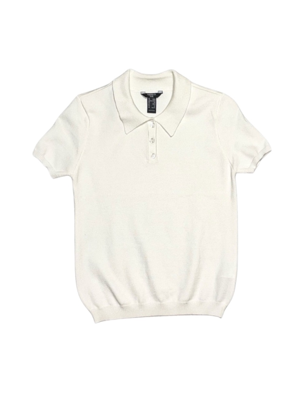 FOREVER 21 Girl's Cream Sweater-Knit Polo Shirt Size 13/14